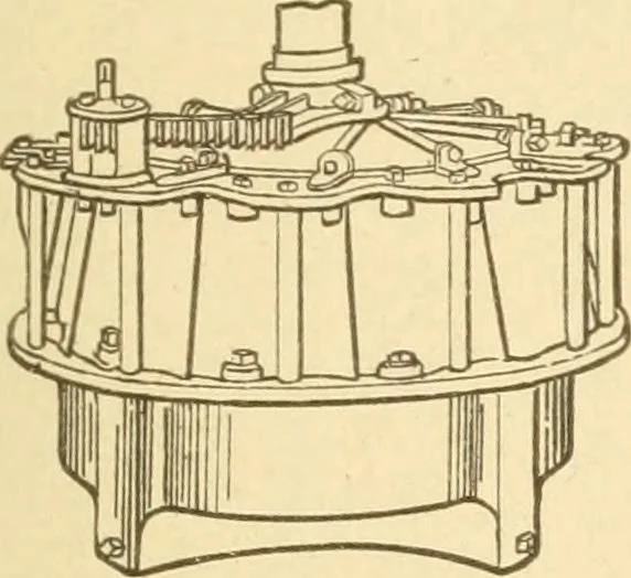 An illustration from Mechanical movements, powers and devices; a treatise describing mechanical movements and devices used in constructive and operative machinery and the mechanical arts, being practically a mechanical dictionary, commencing with a rudimentary description of the early known mechanical powers and detailing the various motions, appliances and inventions used in the mechanical arts to the present time, including a chapter on straight line movements, by Gardner D. Hiscox, 1914, leaf 148