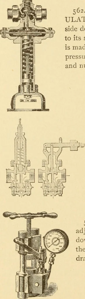 An illustration from Mechanical movements, powers and devices; a treatise describing mechanical movements and devices used in constructive and operative machinery and the mechanical arts, being practically a mechanical dictionary, commencing with a rudimentary description of the early known mechanical powers and detailing the various motions, appliances and inventions used in the mechanical arts to the present time, including a chapter on straight line movements, by Gardner D. Hiscox, 1914, leaf 163