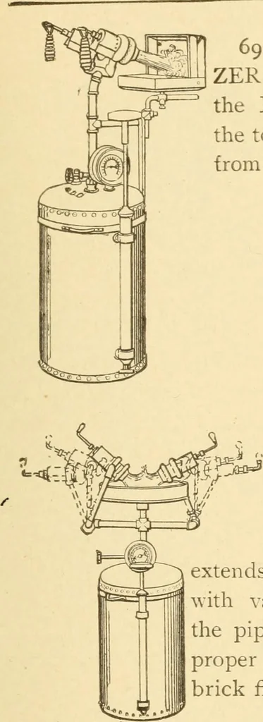 An illustration from Mechanical movements, powers and devices; a treatise describing mechanical movements and devices used in constructive and operative machinery and the mechanical arts, being practically a mechanical dictionary, commencing with a rudimentary description of the early known mechanical powers and detailing the various motions, appliances and inventions used in the mechanical arts to the present time, including a chapter on straight line movements, by Gardner D. Hiscox, 1914, leaf 196