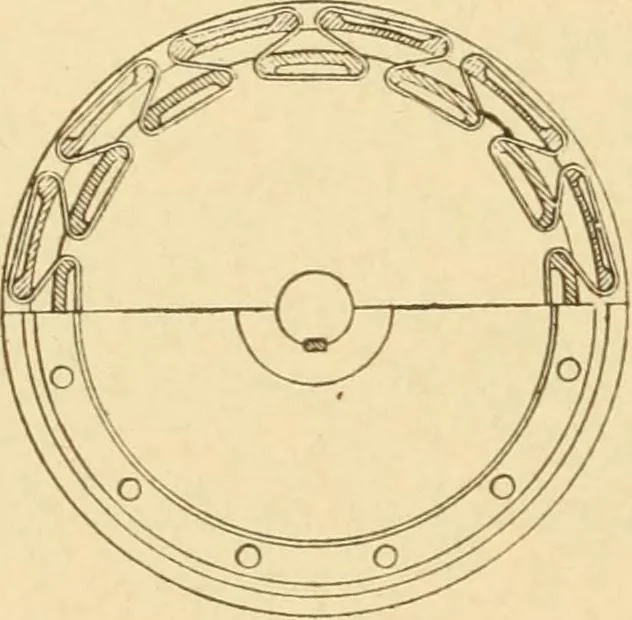 An illustration from Mechanical movements, powers and devices; a treatise describing mechanical movements and devices used in constructive and operative machinery and the mechanical arts, being practically a mechanical dictionary, commencing with a rudimentary description of the early known mechanical powers and detailing the various motions, appliances and inventions used in the mechanical arts to the present time, including a chapter on straight line movements, by Gardner D. Hiscox, 1914, leaf 203