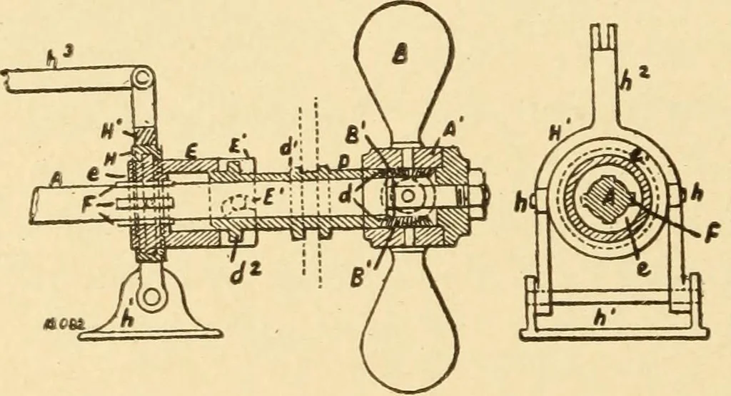 An illustration from Mechanical movements, powers and devices; a treatise describing mechanical movements and devices used in constructive and operative machinery and the mechanical arts, being practically a mechanical dictionary, commencing with a rudimentary description of the early known mechanical powers and detailing the various motions, appliances and inventions used in the mechanical arts to the present time, including a chapter on straight line movements, by Gardner D. Hiscox, 1914, leaf 227
