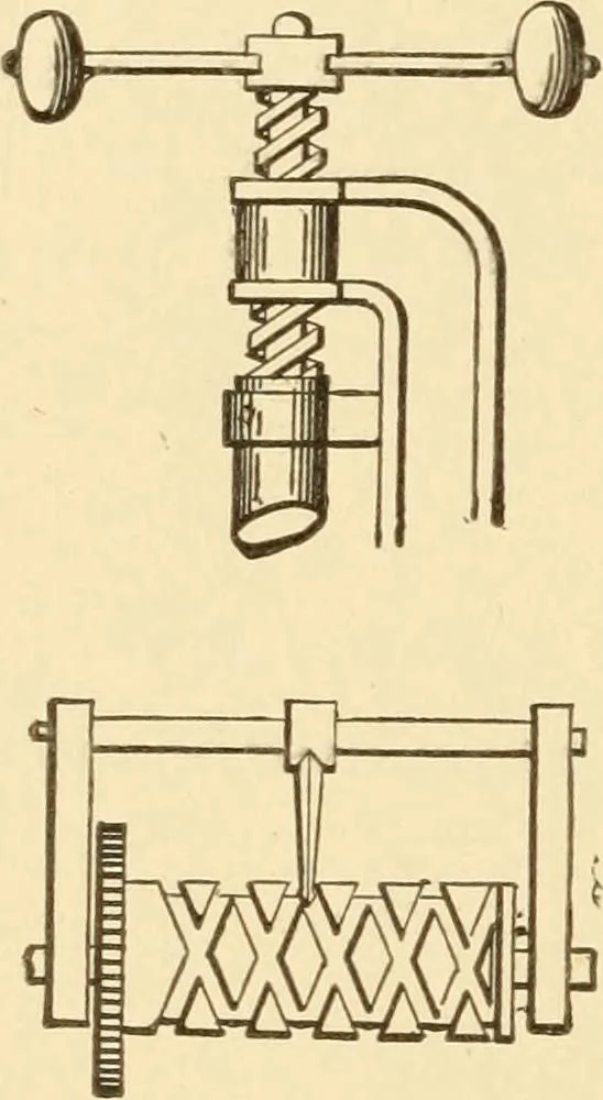 An illustration from Mechanical movements, powers and devices; a treatise describing mechanical movements and devices used in constructive and operative machinery and the mechanical arts, being practically a mechanical dictionary, commencing with a rudimentary description of the early known mechanical powers and detailing the various motions, appliances and inventions used in the mechanical arts to the present time, including a chapter on straight line movements, by Gardner D. Hiscox, 1914, leaf 277