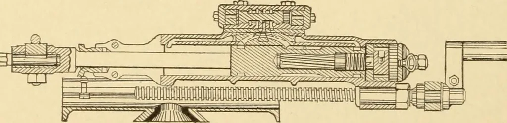 An illustration from Mechanical movements, powers and devices; a treatise describing mechanical movements and devices used in constructive and operative machinery and the mechanical arts, being practically a mechanical dictionary, commencing with a rudimentary description of the early known mechanical powers and detailing the various motions, appliances and inventions used in the mechanical arts to the present time, including a chapter on straight line movements, by Gardner D. Hiscox, 1914, leaf 309