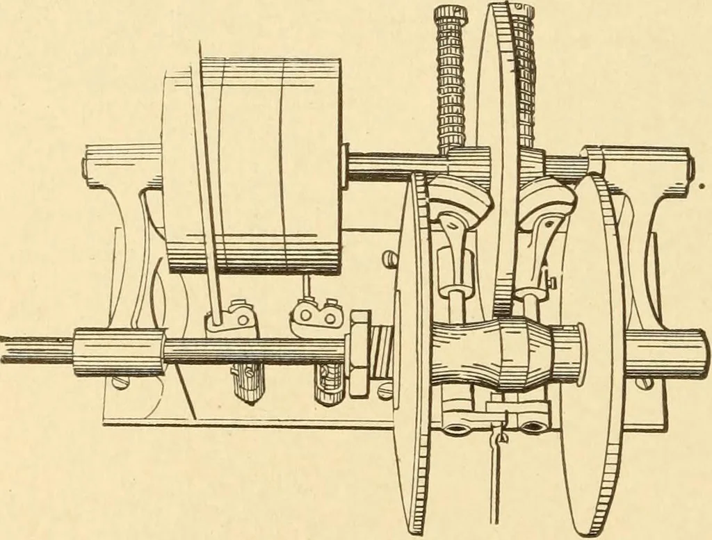 An illustration from Mechanical movements, powers and devices; a treatise describing mechanical movements and devices used in constructive and operative machinery and the mechanical arts, being practically a mechanical dictionary, commencing with a rudimentary description of the early known mechanical powers and detailing the various motions, appliances and inventions used in the mechanical arts to the present time, including a chapter on straight line movements, by Gardner D. Hiscox, 1914, leaf 335