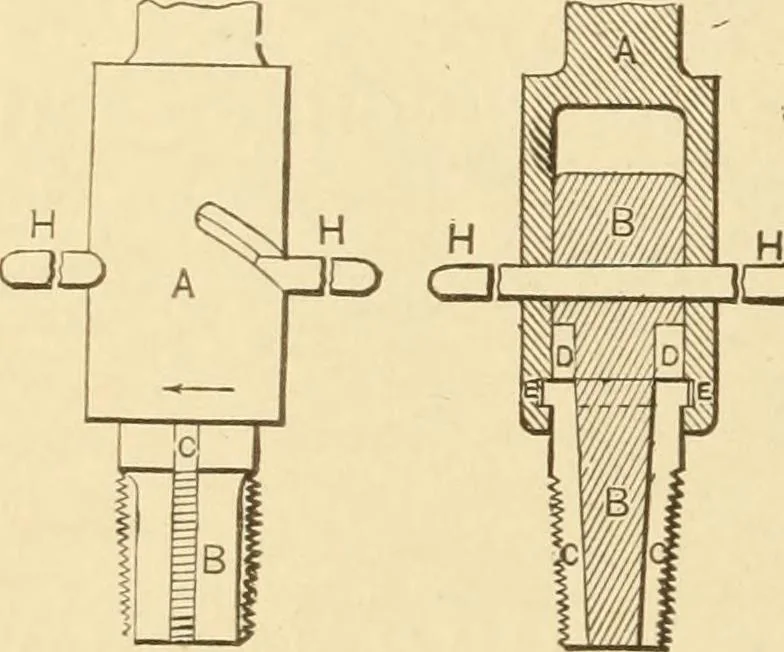 An illustration from Mechanical movements, powers and devices; a treatise describing mechanical movements and devices used in constructive and operative machinery and the mechanical arts, being practically a mechanical dictionary, commencing with a rudimentary description of the early known mechanical powers and detailing the various motions, appliances and inventions used in the mechanical arts to the present time, including a chapter on straight line movements, by Gardner D. Hiscox, 1914, leaf 337