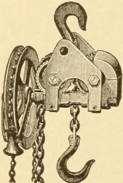 An illustration from Mechanical movements, powers and devices; a treatise describing mechanical movements and devices used in constructive and operative machinery and the mechanical arts, being practically a mechanical dictionary, commencing with a rudimentary description of the early known mechanical powers and detailing the various motions, appliances and inventions used in the mechanical arts to the present time, including a chapter on straight line movements, by Gardner D. Hiscox, 1914, leaf 351