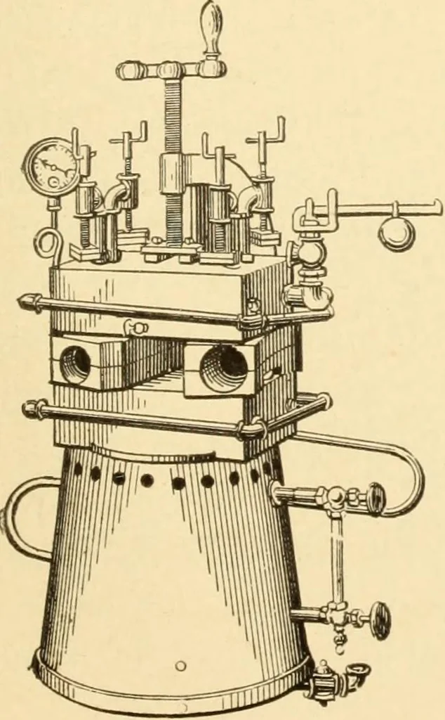 An illustration from Mechanical movements, powers and devices; a treatise describing mechanical movements and devices used in constructive and operative machinery and the mechanical arts, being practically a mechanical dictionary, commencing with a rudimentary description of the early known mechanical powers and detailing the various motions, appliances and inventions used in the mechanical arts to the present time, including a chapter on straight line movements, by Gardner D. Hiscox, 1914, leaf 358