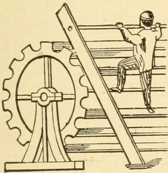 An illustration from Mechanical movements, powers and devices; a treatise describing mechanical movements and devices used in constructive and operative machinery and the mechanical arts, being practically a mechanical dictionary, commencing with a rudimentary description of the early known mechanical powers and detailing the various motions, appliances and inventions used in the mechanical arts to the present time, including a chapter on straight line movements, by Gardner D. Hiscox, 1914, leaf 382