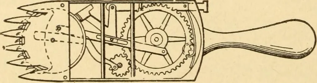 An illustration from Mechanical movements, powers and devices; a treatise describing mechanical movements and devices used in constructive and operative machinery and the mechanical arts, being practically a mechanical dictionary, commencing with a rudimentary description of the early known mechanical powers and detailing the various motions, appliances and inventions used in the mechanical arts to the present time, including a chapter on straight line movements, by Gardner D. Hiscox, 1914, leaf 383