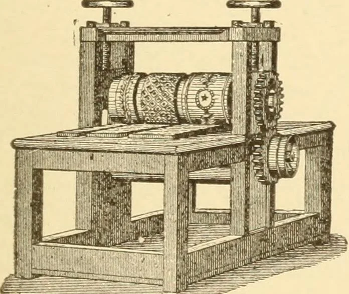 An illustration from Mechanical movements, powers and devices; a treatise describing mechanical movements and devices used in constructive and operative machinery and the mechanical arts, being practically a mechanical dictionary, commencing with a rudimentary description of the early known mechanical powers and detailing the various motions, appliances and inventions used in the mechanical arts to the present time, including a chapter on straight line movements, by Gardner D. Hiscox, 1914, leaf 388