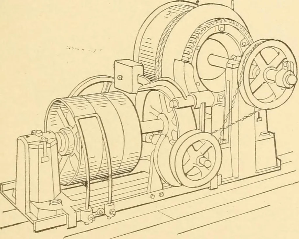 An illustration from Mechanical movements, powers and devices; a treatise describing mechanical movements and devices used in constructive and operative machinery and the mechanical arts, being practically a mechanical dictionary, commencing with a rudimentary description of the early known mechanical powers and detailing the various motions, appliances and inventions used in the mechanical arts to the present time, including a chapter on straight line movements, by Gardner D. Hiscox, 1914, leaf 388