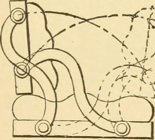 An illustration from Mechanical movements, powers and devices; a treatise describing mechanical movements and devices used in constructive and operative machinery and the mechanical arts, being practically a mechanical dictionary, commencing with a rudimentary description of the early known mechanical powers and detailing the various motions, appliances and inventions used in the mechanical arts to the present time, including a chapter on straight line movements, by Gardner D. Hiscox, 1914, leaf 396