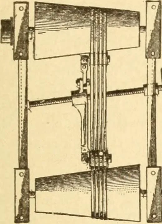 An illustration from Mechanical movements, powers and devices; a treatise describing mechanical movements and devices used in constructive and operative machinery and the mechanical arts, being practically a mechanical dictionary, commencing with a rudimentary description of the early known mechanical powers and detailing the various motions, appliances and inventions used in the mechanical arts to the present time, including a chapter on straight line movements, by Gardner D. Hiscox, 1914, leaf 46
