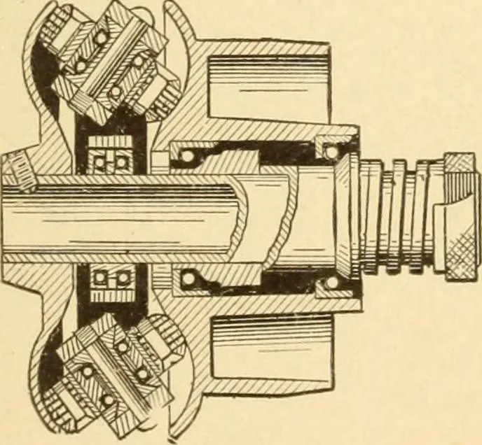 An illustration from Mechanical movements, powers and devices; a treatise describing mechanical movements and devices used in constructive and operative machinery and the mechanical arts, being practically a mechanical dictionary, commencing with a rudimentary description of the early known mechanical powers and detailing the various motions, appliances and inventions used in the mechanical arts to the present time, including a chapter on straight line movements, by Gardner D. Hiscox, 1914, leaf 56