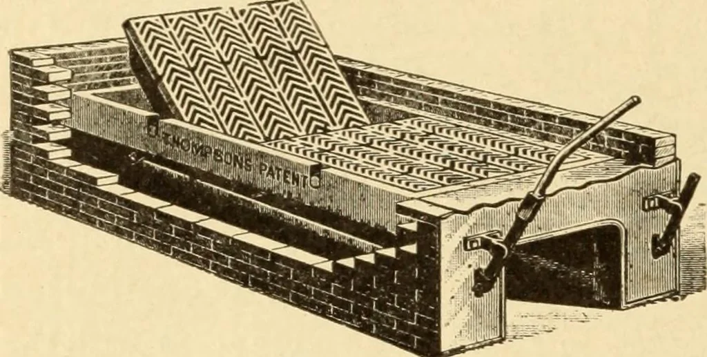 An illustration from Mechanical movements, powers and devices; a treatise describing mechanical movements and devices used in constructive and operative machinery and the mechanical arts, being practically a mechanical dictionary, commencing with a rudimentary description of the early known mechanical powers and detailing the various motions, appliances and inventions used in the mechanical arts to the present time, including a chapter on straight line movements, by Gardner D. Hiscox, 1914, leaf 75