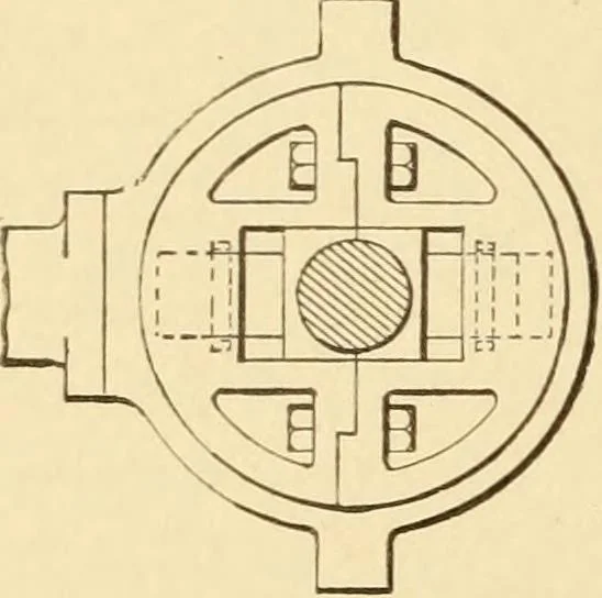 An illustration from Mechanical movements, powers and devices; a treatise describing mechanical movements and devices used in constructive and operative machinery and the mechanical arts, being practically a mechanical dictionary, commencing with a rudimentary description of the early known mechanical powers and detailing the various motions, appliances and inventions used in the mechanical arts to the present time, including a chapter on straight line movements, by Gardner D. Hiscox, 1914, leaf 89