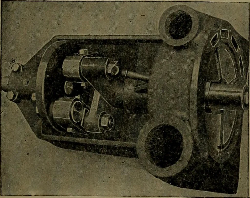 An illustration from Mechanical movements, powers and devices; a treatise describing mechanical movements and devices used in construcive and operative mechinery and the mechanical arts, being practically a mechanical dictionary, 1917, leaf 104
