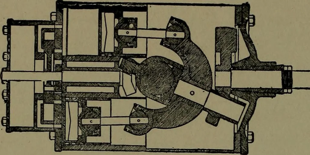 An illustration from Mechanical movements, powers and devices; a treatise describing mechanical movements and devices used in construcive and operative mechinery and the mechanical arts, being practically a mechanical dictionary, 1917, leaf 105