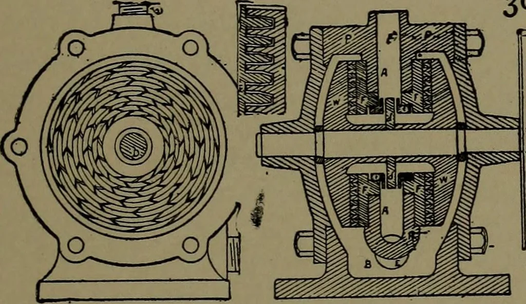 An illustration from Mechanical movements, powers and devices; a treatise describing mechanical movements and devices used in construcive and operative mechinery and the mechanical arts, being practically a mechanical dictionary, 1917, leaf 106
