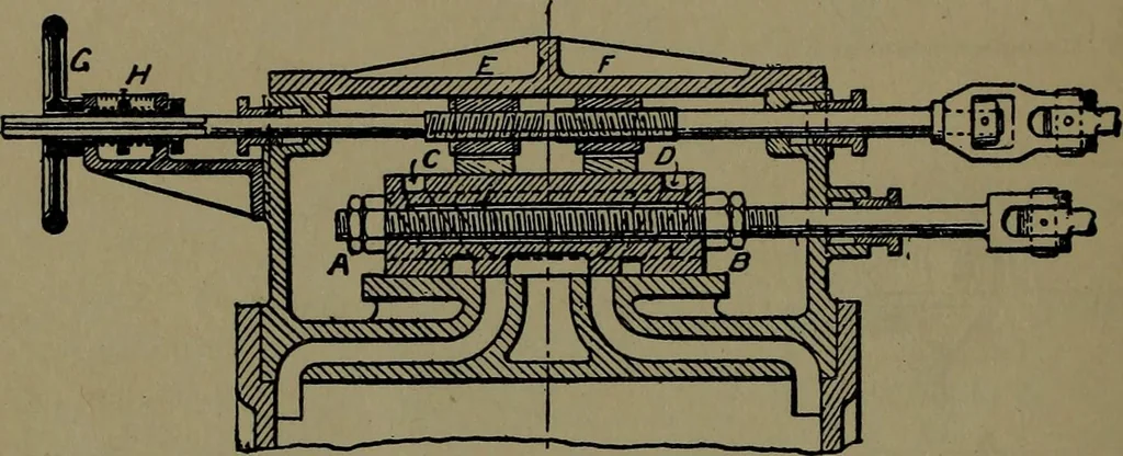 An illustration from Mechanical movements, powers and devices; a treatise describing mechanical movements and devices used in construcive and operative mechinery and the mechanical arts, being practically a mechanical dictionary, 1917, leaf 79