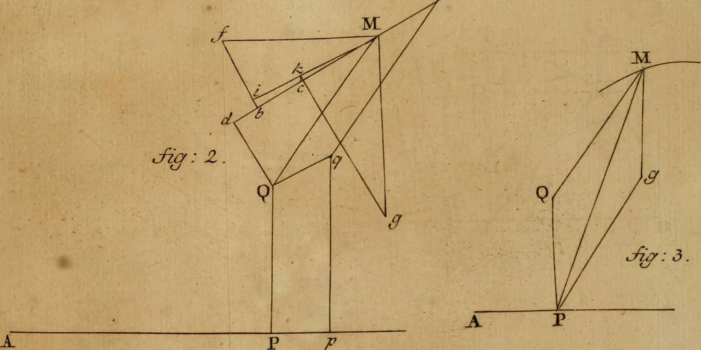 An illustration from Mechanica, siue, Motus scientia analytice exposita, 1736, leaf 528