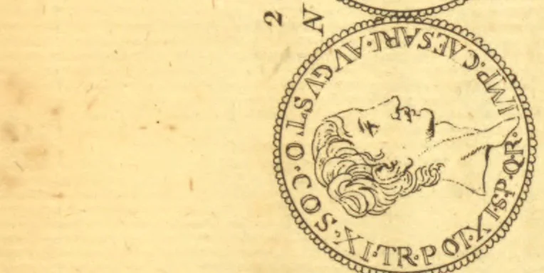 An illustration from The medallic history of imperial Rome : from the first triumvirate, under Pompey, Crassus, and Cæsar, to the removal of the imperial seat, by Constantine the Great ; with the several medals and coins, accurately copied and curiously engraven ; to which is prefixed, an introduction containing a general history of Roman medals ; in two volumes, 1781, leaf 354