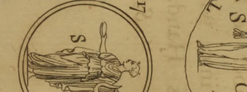An illustration from The medallic history of imperial Rome : from the first triumvirate, under Pompey, Crassus, and Cæsar, to the removal of the imperial seat, by Constantine the Great ; with the several medals and coins, accurately copied and curiously engraven ; to which is prefixed, an introduction containing a general history of Roman medals ; in two volumes, 1781, leaf 191