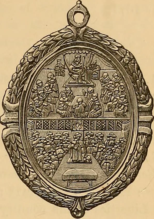 An illustration from Medallic illustrations of the history of Great Britain and Ireland to the death of George II, 1885, leaf 344