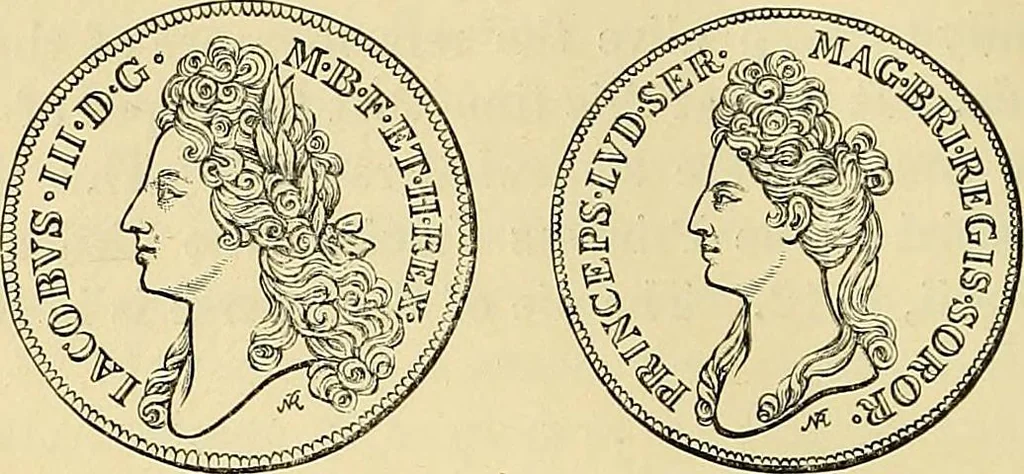 An illustration from Medallic illustrations of the history of Great Britain and Ireland to the death of George II, 1885, leaf 405