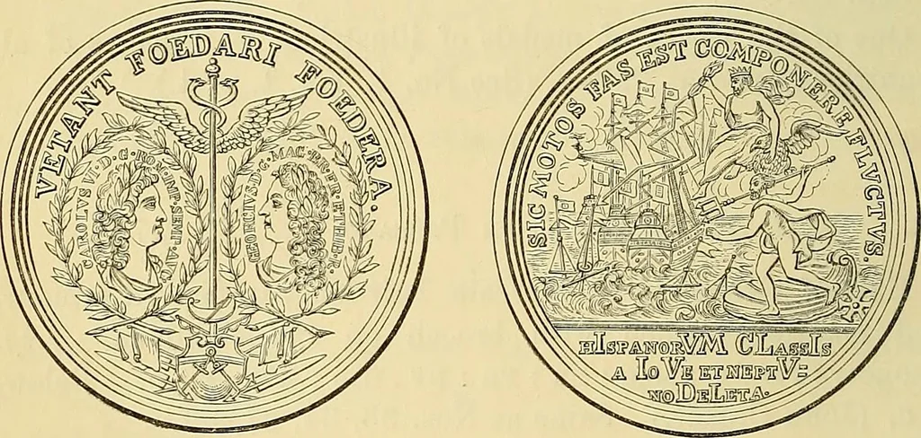 An illustration from Medallic illustrations of the history of Great Britain and Ireland to the death of George II, 1885, leaf 455
