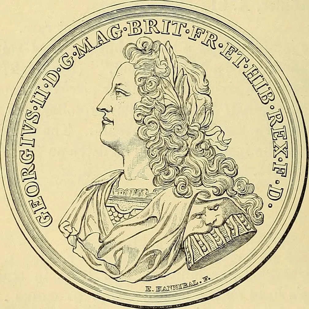 An illustration from Medallic illustrations of the history of Great Britain and Ireland to the death of George II, 1885, leaf 491