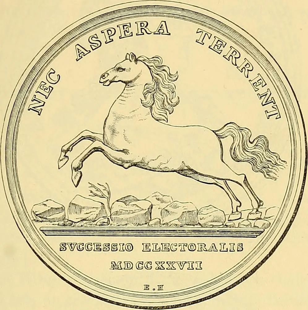 An illustration from Medallic illustrations of the history of Great Britain and Ireland to the death of George II, 1885, leaf 492