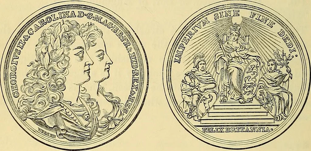 An illustration from Medallic illustrations of the history of Great Britain and Ireland to the death of George II, 1885, leaf 515