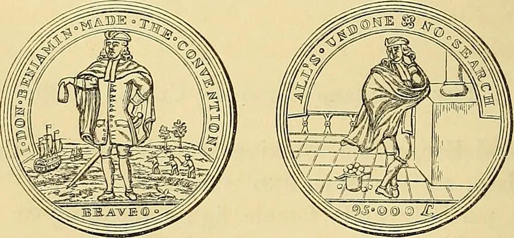 An illustration from Medallic illustrations of the history of Great Britain and Ireland to the death of George II, 1885, leaf 543
