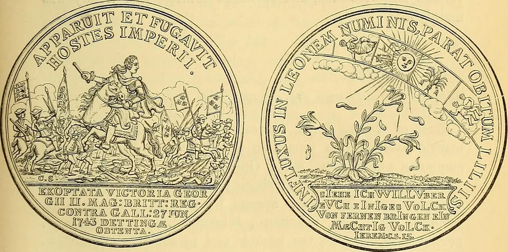 An illustration from Medallic illustrations of the history of Great Britain and Ireland to the death of George II, 1885, leaf 592