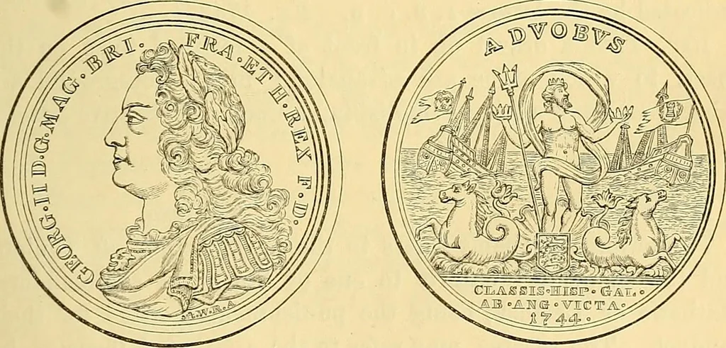 An illustration from Medallic illustrations of the history of Great Britain and Ireland to the death of George II, 1885, leaf 598