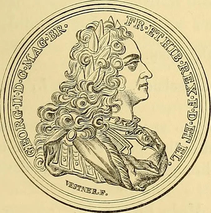An illustration from Medallic illustrations of the history of Great Britain and Ireland to the death of George II, 1885, leaf 632