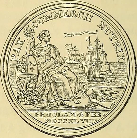 An illustration from Medallic illustrations of the history of Great Britain and Ireland to the death of George II, 1885, leaf 667