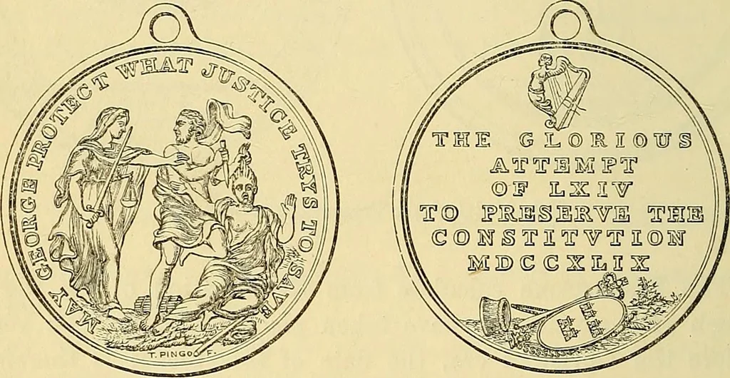 An illustration from Medallic illustrations of the history of Great Britain and Ireland to the death of George II, 1885, leaf 669