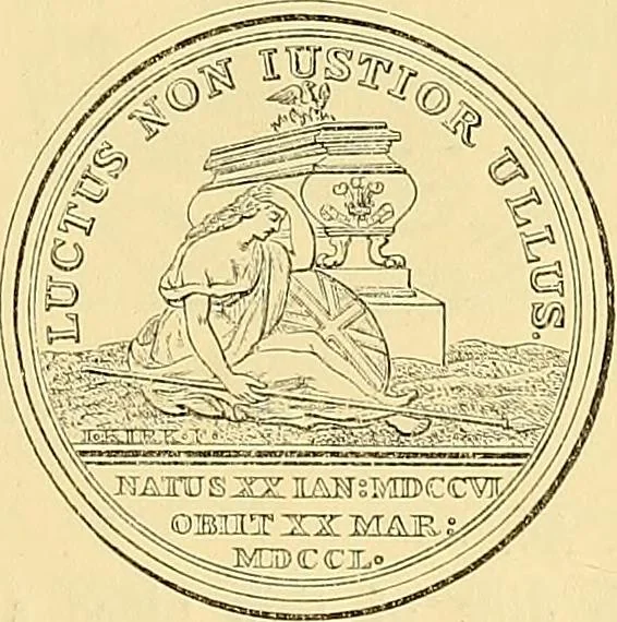 An illustration from Medallic illustrations of the history of Great Britain and Ireland to the death of George II, 1885, leaf 676