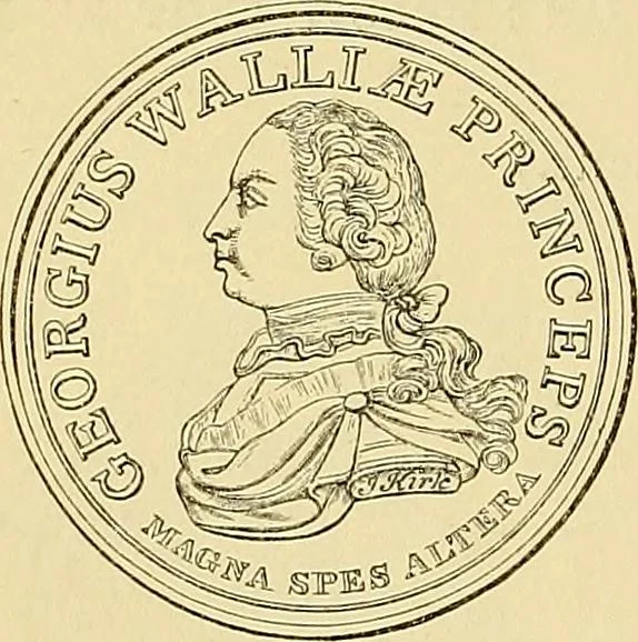 An illustration from Medallic illustrations of the history of Great Britain and Ireland to the death of George II, 1885, leaf 677