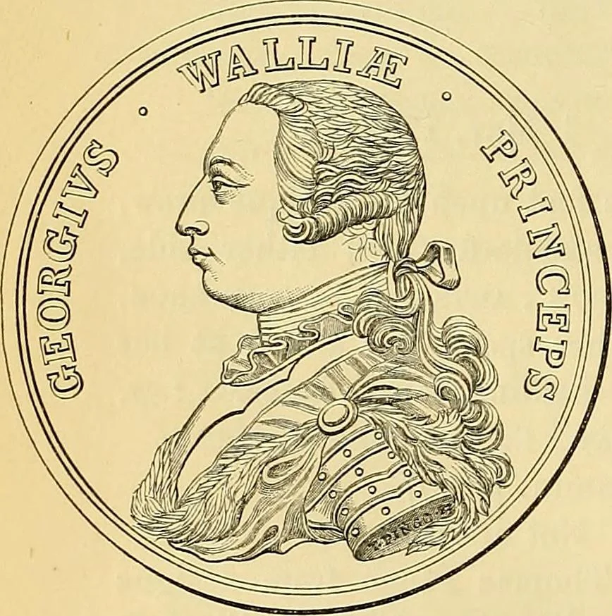 An illustration from Medallic illustrations of the history of Great Britain and Ireland to the death of George II, 1885, leaf 713