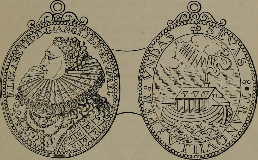 An illustration from Medals of the British navy and how they were won : with a list of those officers, who for their gallant conduct were granted honorary swords and plate by the Committee of the Patriotic Fund, 1895, leaf 24