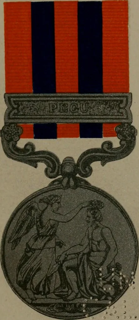 An illustration from Medals of the British navy and how they were won : with a list of those officers, who for their gallant conduct were granted honorary swords and plate by the Committee of the Patriotic Fund, 1895, leaf 318