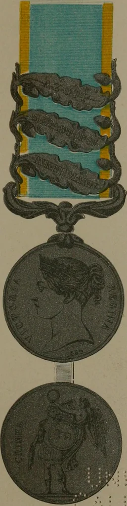 An illustration from Medals of the British navy and how they were won : with a list of those officers, who for their gallant conduct were granted honorary swords and plate by the Committee of the Patriotic Fund, 1895, leaf 352