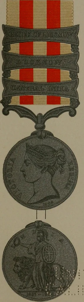 An illustration from Medals of the British navy and how they were won : with a list of those officers, who for their gallant conduct were granted honorary swords and plate by the Committee of the Patriotic Fund, 1895, leaf 374