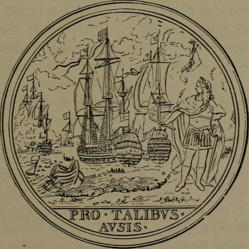An illustration from Medals of the British navy and how they were won : with a list of those officers, who for their gallant conduct were granted honorary swords and plate by the Committee of the Patriotic Fund, 1895, leaf 38