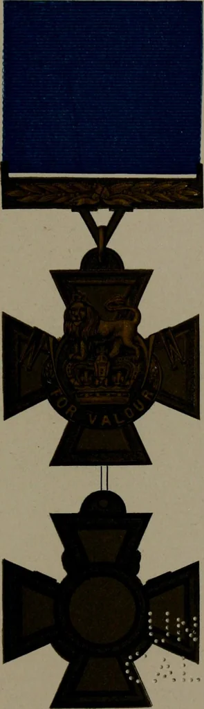 An illustration from Medals of the British navy and how they were won : with a list of those officers, who for their gallant conduct were granted honorary swords and plate by the Committee of the Patriotic Fund, 1895, leaf 440