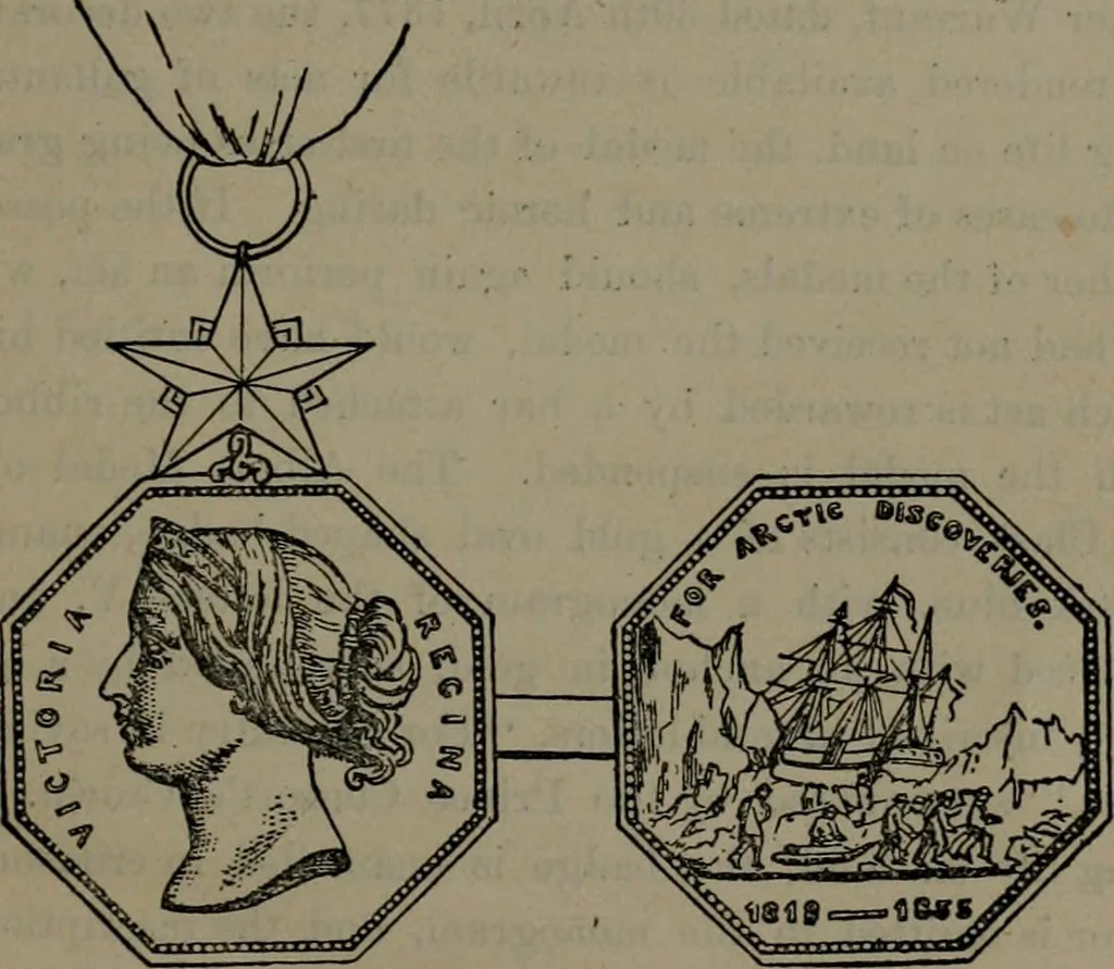 An illustration from Medals of the British navy and how they were won : with a list of those officers, who for their gallant conduct were granted honorary swords and plate by the Committee of the Patriotic Fund, 1895, leaf 448
