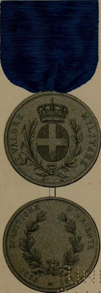 An illustration from Medals of the British navy and how they were won : with a list of those officers, who for their gallant conduct were granted honorary swords and plate by the Committee of the Patriotic Fund, 1895, leaf 454